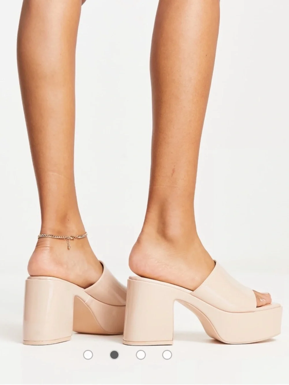 Public Desire Platform Mule Heels Nude | Size 9 | Chunky Block Heel | NWT (ASOS)